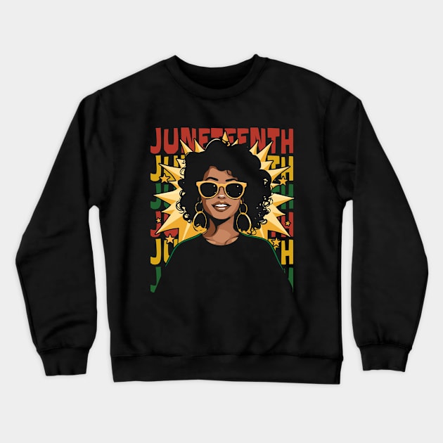 Black History Juneteenth Art for Men, Women, Girls Crewneck Sweatshirt by Apocatnipse Meow